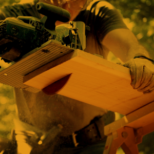 Carpenter using a circular saw