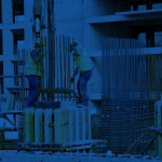 Ironworkers reinforcing a structure with rebar